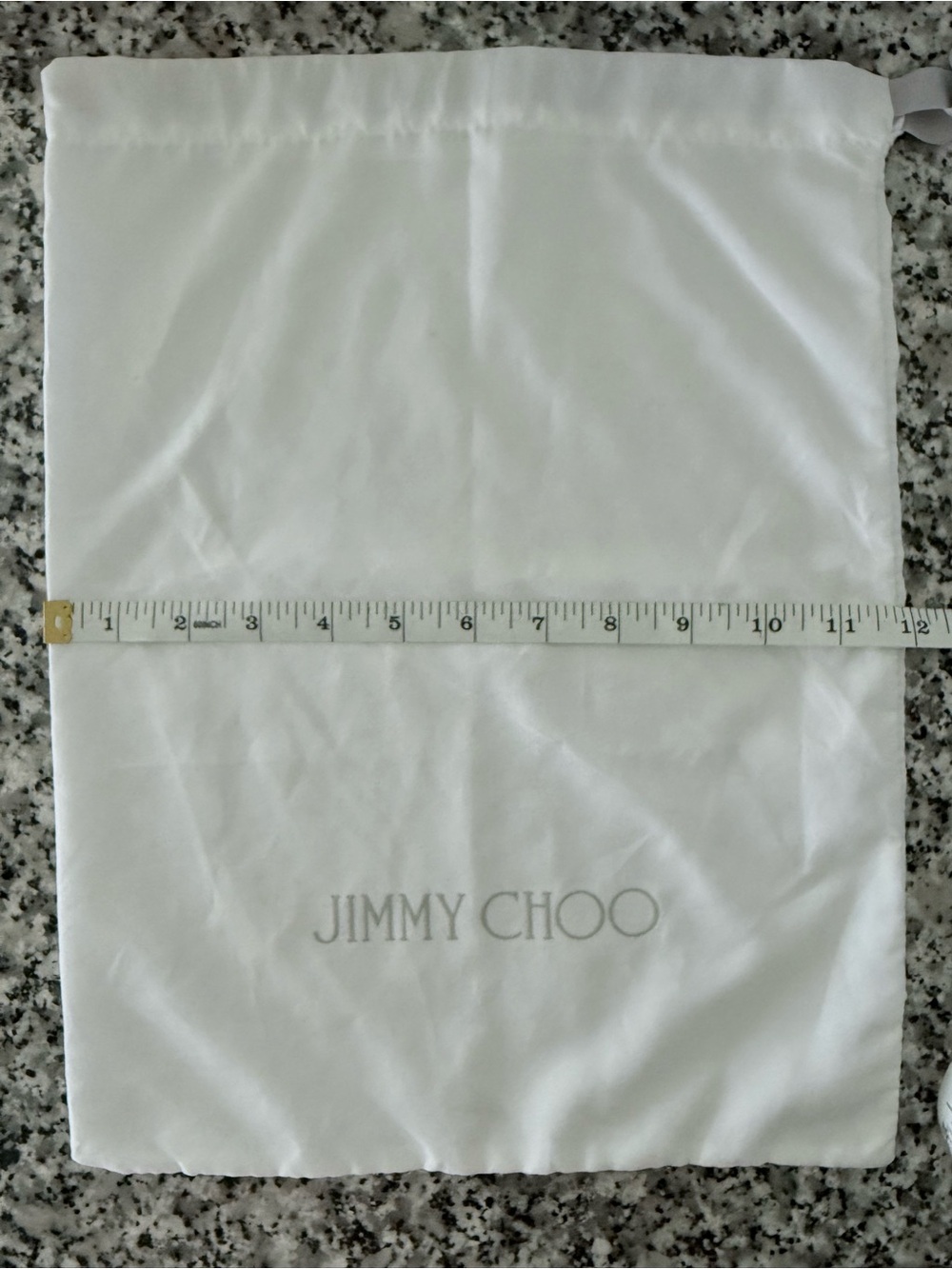 Jimmy Choo White Drawstring Dust Bag with Grey Logo